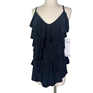 NWT-  Trimshaper Tankini Swimsuit Top Size 14 6534021 BLACK
